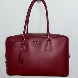Prada Burgundy Saffiano Handbag